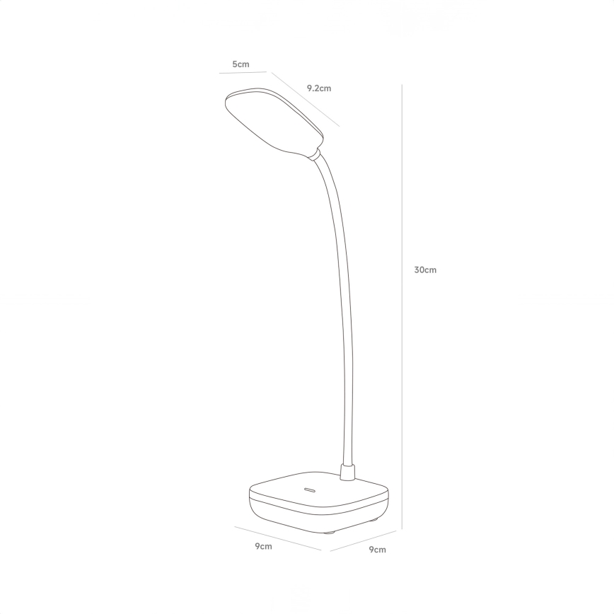 Zuma Line - LED Ladattava pöytävalaisin LED/7W/1200 mAh 3000/4500/6000K CRI 90 valkoinen
