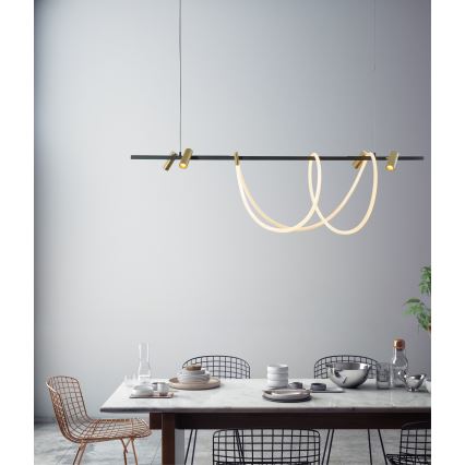 Zuma Line - LED himmennettävä kattokruunu johdolla LED/60W + LED/7,5W/230V 2700-6000K musta/kulta + kaukosäädin