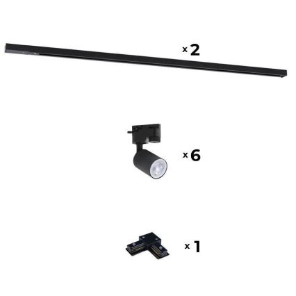 Zuma Line - Kohdevalo kiskojärjestelmään 6xGU10/10W/230V musta + kiskotarvikkeet
