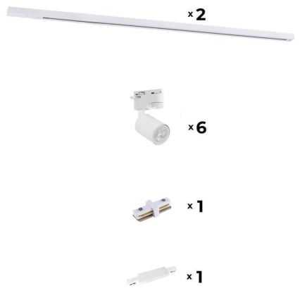 Zuma Line - Kohdevalo kiskojärjestelmään 6xGU10/10W/230V valkoinen + kiskotarvikkeet