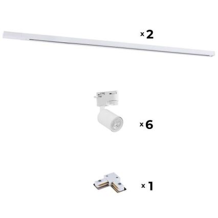 Zuma Line - Kohdevalo kiskojärjestelmään 6xGU10/10W/230V valkoinen + kiskotarvikkeet