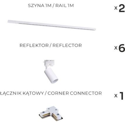 Zuma Line - Kiskojärjestelmään asennettava kohdevalaisin 6xGU10/35W/230V valkoinen