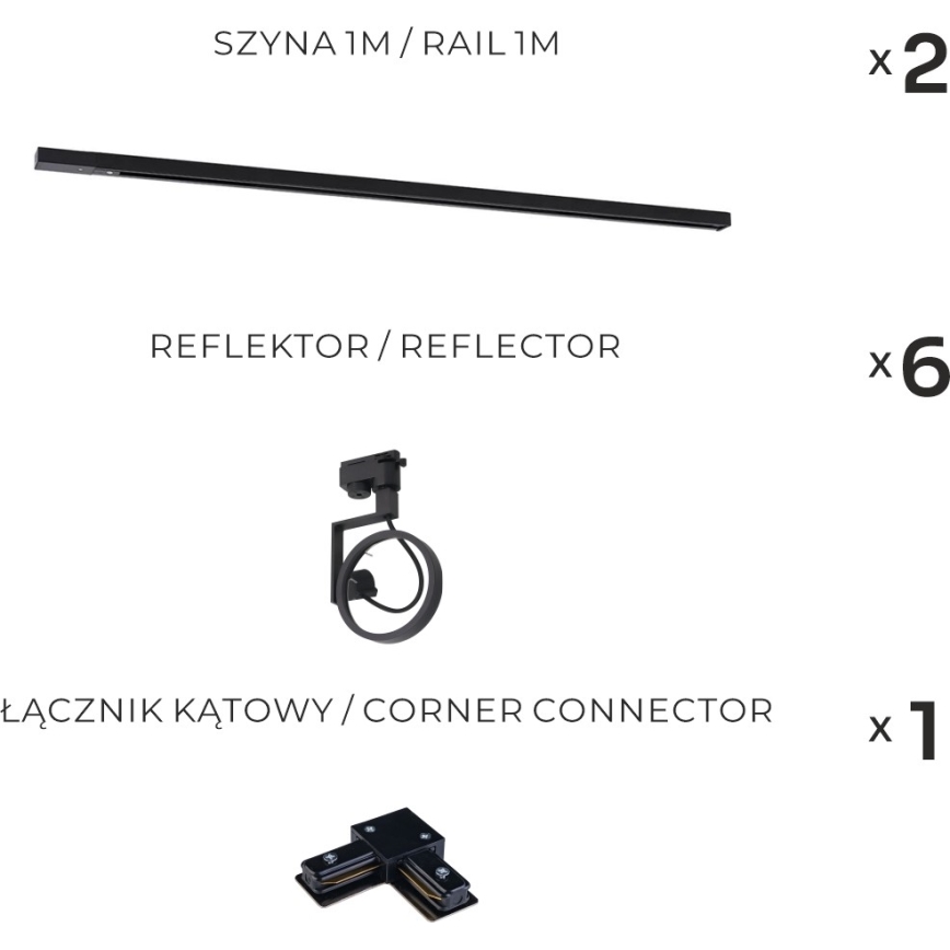 Zuma Line - Kiskojärjestelmään tarkoitettu kohdevalaisin 6xGU10/15W/230V, musta