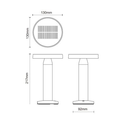 Zuma Line - LED Himmennettävä aurinko ladattava pöytävalaisin LED/2W/2000 mAh IP44 musta