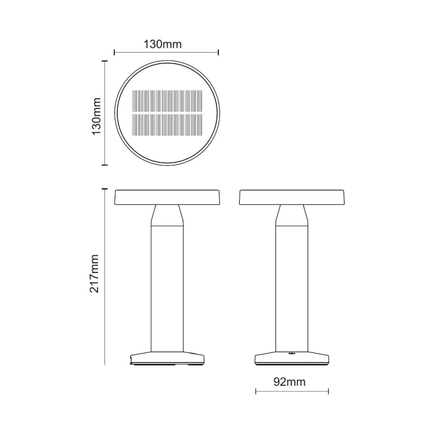 Zuma Line - LED Himmennettävä aurinko ladattava pöytävalaisin LED/2W/2000 mAh IP44 musta