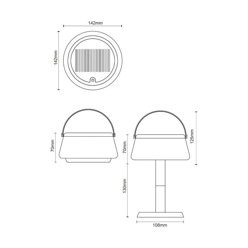 Zuma Line - LED Himmennettävä aurinko ladattava pöytävalaisin LED/2,2W/2000 mAh IP44 musta