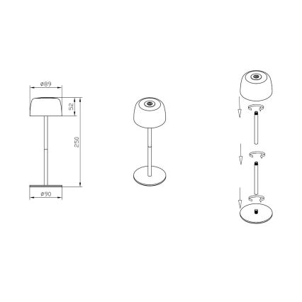 Zuma Line - LED Himmennettävä ja ladattava pöytälamppu LED/2W/1200 mAh IP44 vihreä