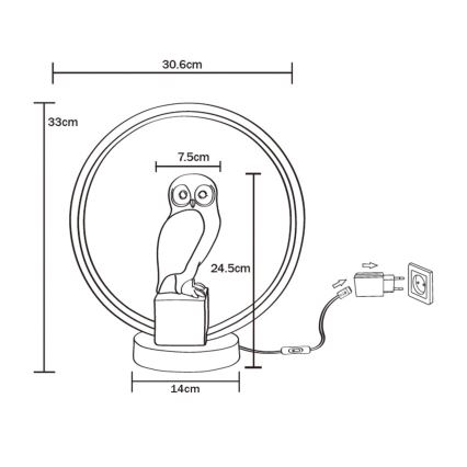 Zuma Line - LED-pöytävalaisin LED/4W/5V musta/valkoinen