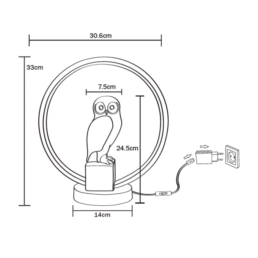 Zuma Line - LED-pöytävalaisin LED/4W/5V musta/valkoinen