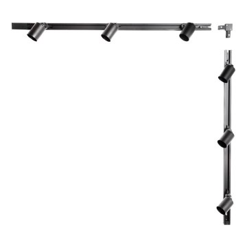 Zuma Line - Kohdevalo kiskojärjestelmään 6xGU10/10W/230V musta + kiskotarvikkeet