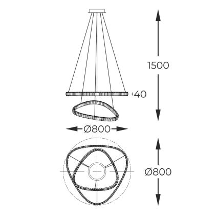 Zuma Line - LED himmennettävä kristallikruunu johdolla LED/36W/230V 2700-6000K + kaukosäädin