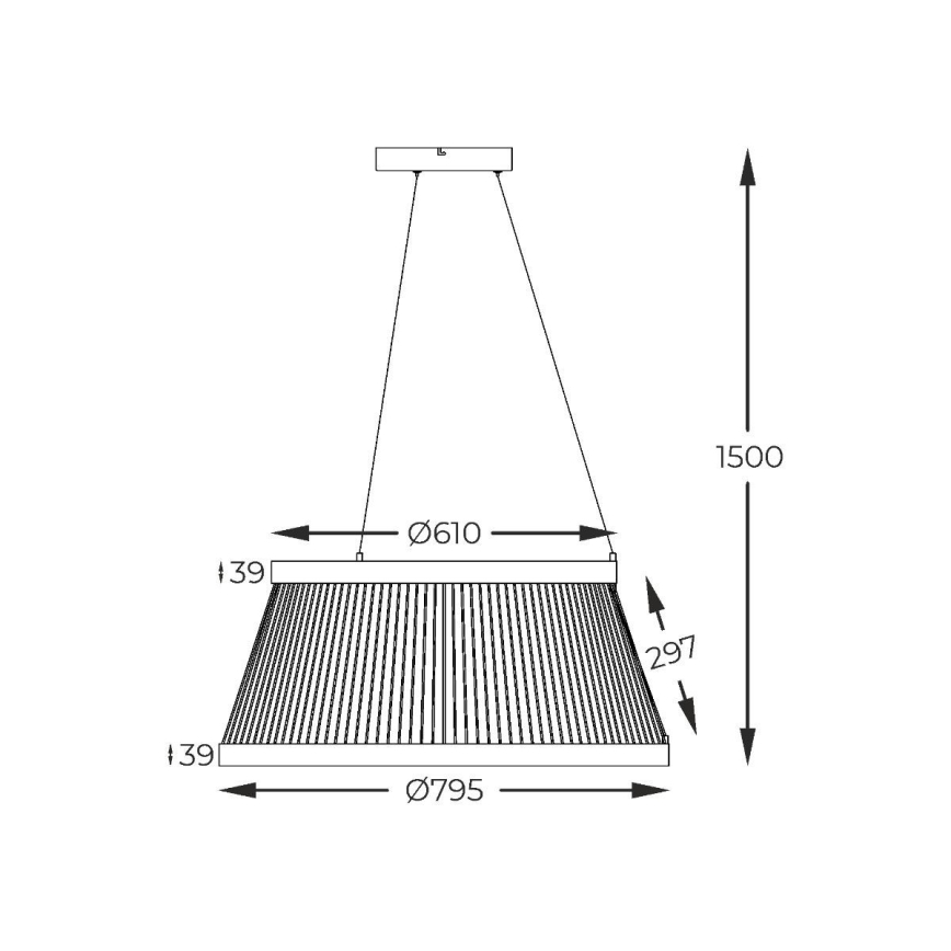 Zuma Line - Himmennettävä LED-kattokruunu johdossa LED/53W/230V 2700-6000K musta + kauko-ohjaus