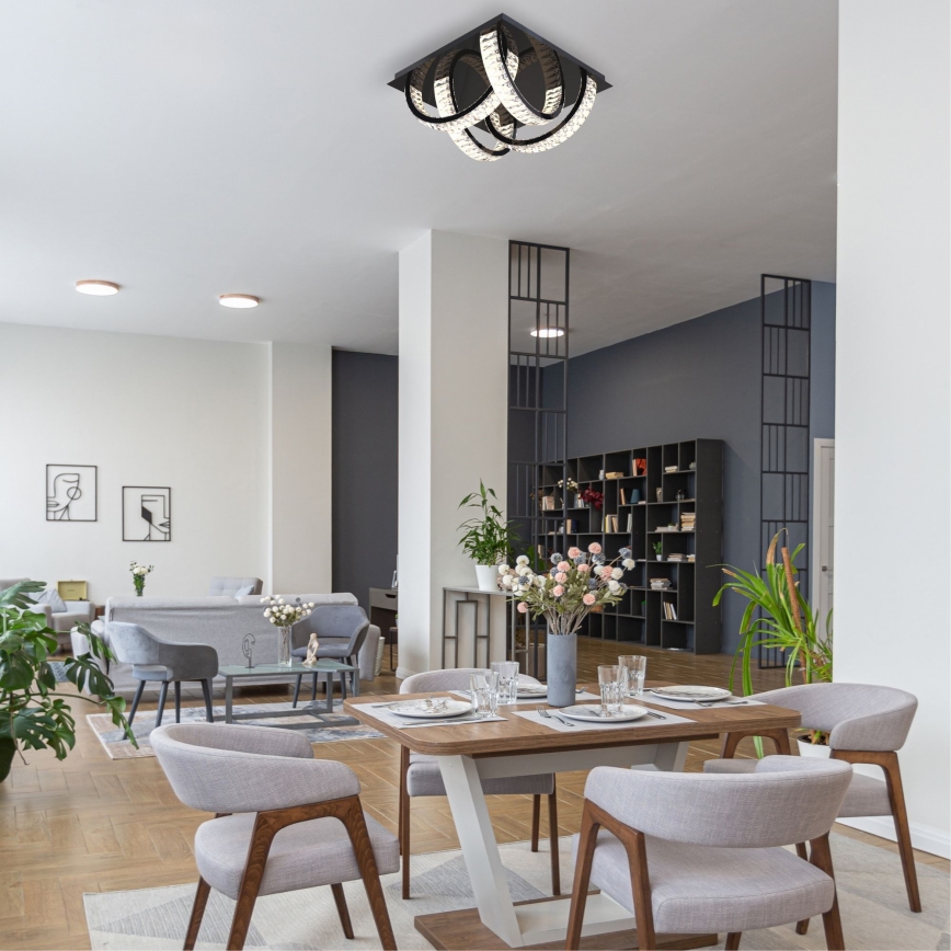 Zuma Line - LED Himmennettävä kristallikattovalaisin LED/23,5W/230V 2700-6000K musta + kauko-ohjaus
