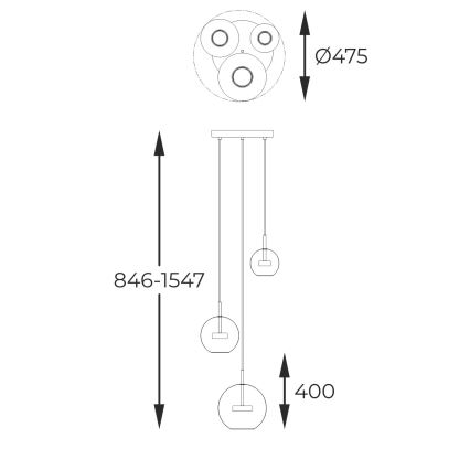 Zuma Line - LED-kattokruunu johdossa 3xLED/5W/230V kulta