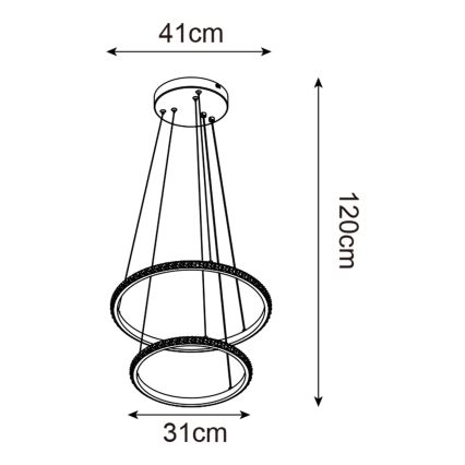 Zuma Line - LED-kattokruunu johdossa RIDE LED/22W/230V + LED/14W halkaisija 41 cm musta
