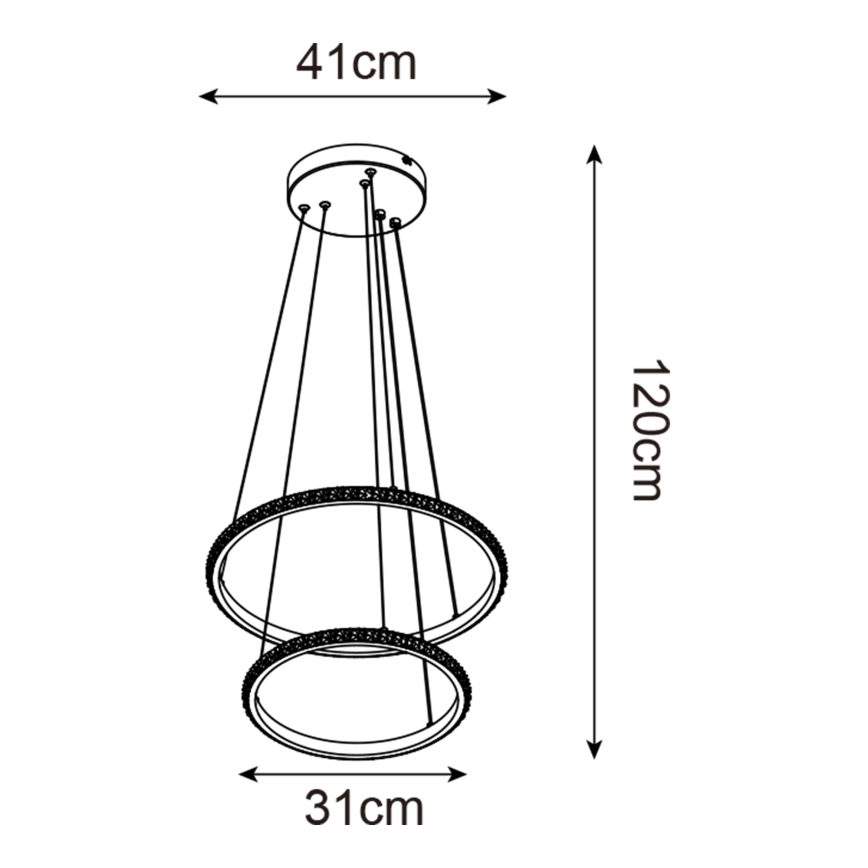 Zuma Line - LED-kattokruunu johdossa RIDE LED/22W/230V + LED/14W halkaisija 41 cm musta
