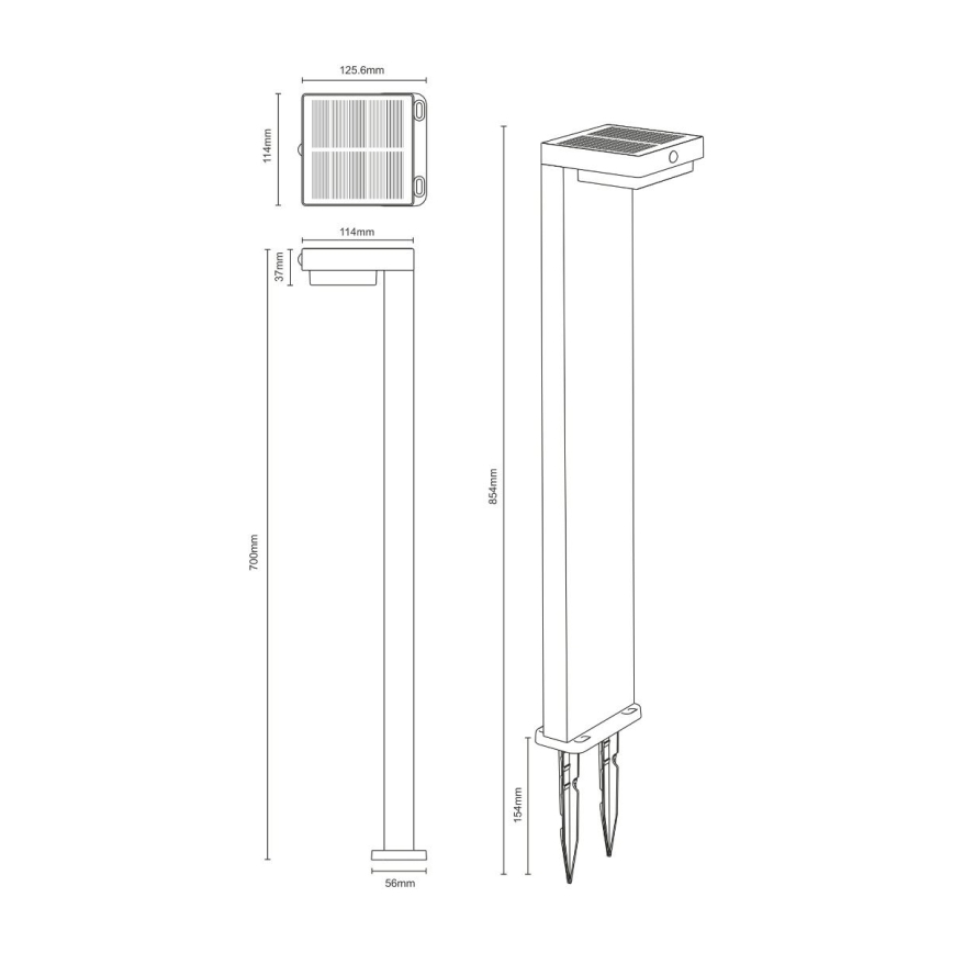 Zuma Line - LED-aurinkolamppu liike- ja hämärätunnistimella LED/4,5W/2000 mAh IP44 musta