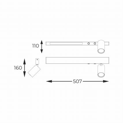 Zuma Line - LED-seinävalaisin 1xGU10/5W/230V + LED/8W musta
