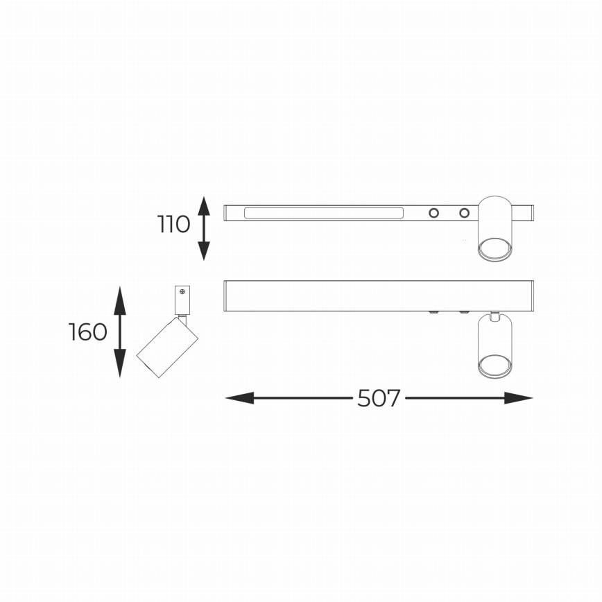 Zuma Line - LED-seinävalaisin 1xGU10/5W/230V + LED/8W musta