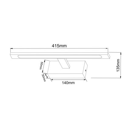 Zuma Line - Kylpyhuoneen LED-peilivalo LED/12W/230V 41 cm IP44 musta
