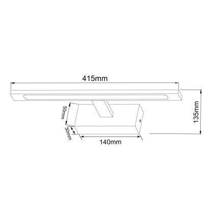 Zuma Line - Kylpyhuoneen LED-peilivalo LED/12W/230V 41 cm IP44 kulta