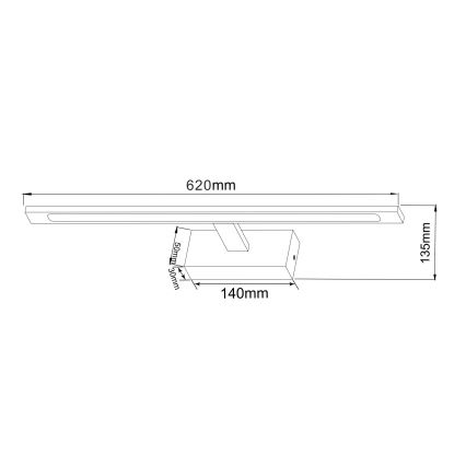 Zuma Line - Kylpyhuoneen LED-peilivalo LED/20W/230V 62 cm IP44 kulta