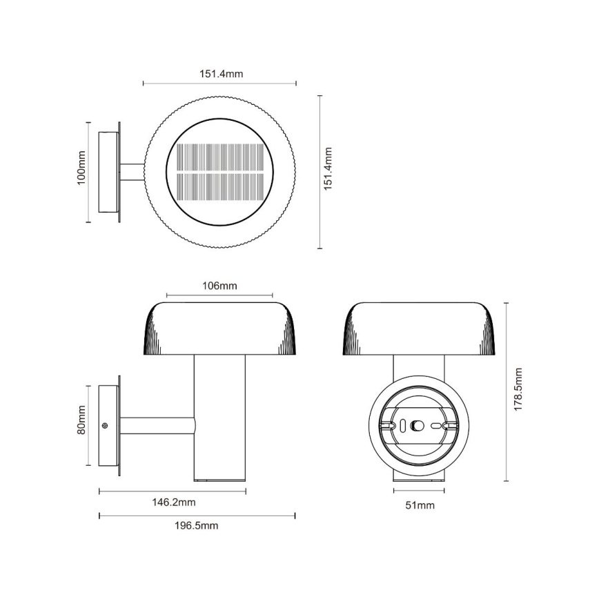 Zuma Line - LED aurinkokäyttöinen seinävalaisin LED/2,5W/2000 mAh IP44 musta